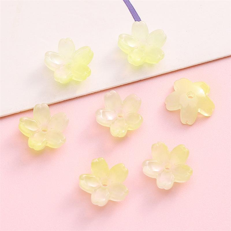 Glass Gradient Cherry Blossom Three-dimensional Accessories Beading Accessories Handmade Diy Bracelet Spacer Beads Accessories Strings Loose Beads