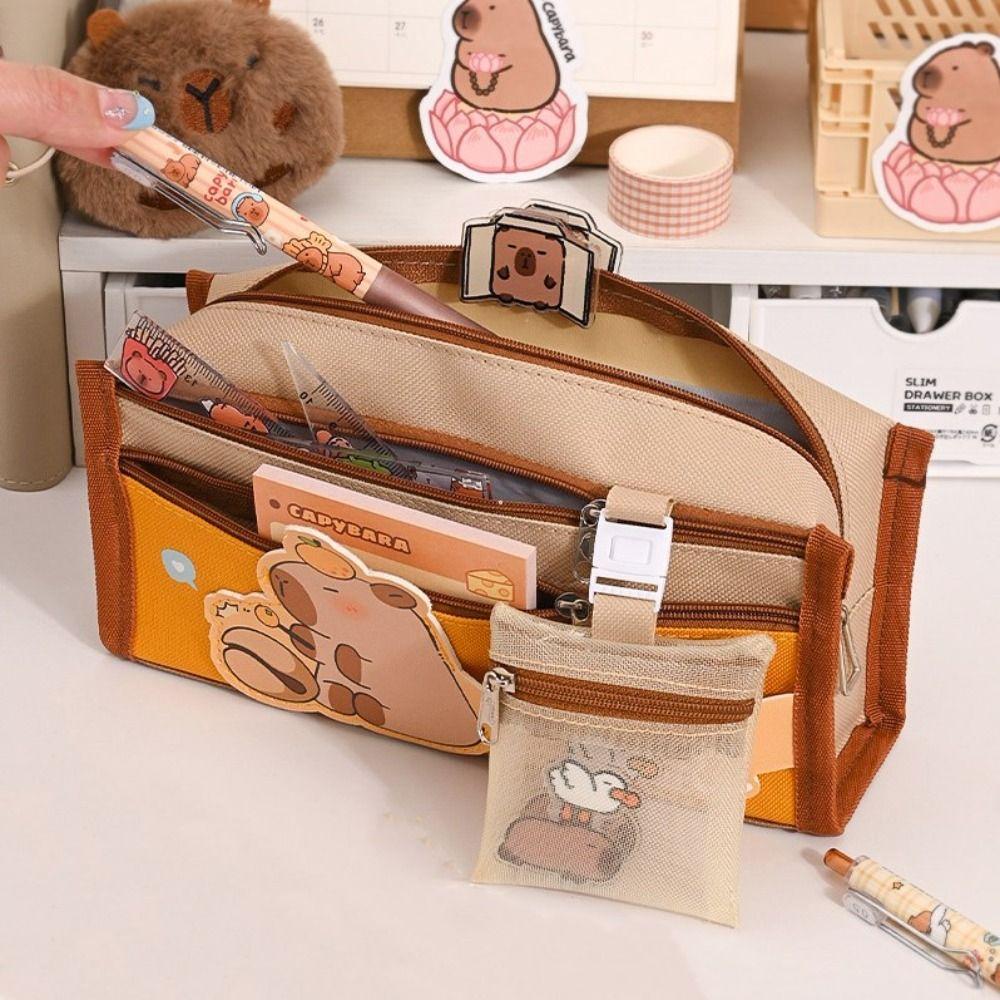 Canvas Capybara Pencil Bag Cute Storage Pouch Storage Bag Stationery Bag  Gift