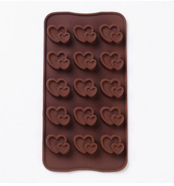 

15th Regiment Double Heart Love Silicone Mold (Single Coffee Color) Crystal Drop Glue Mold one size белый