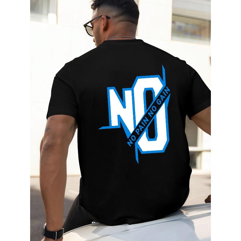 

Men s Large No Pain No Gain Back Print T-Shirt - Summer Casual Short Sleeve Round Neck Tee Suitable for Gym, Outdoor & Daily Wear 4XL чорний