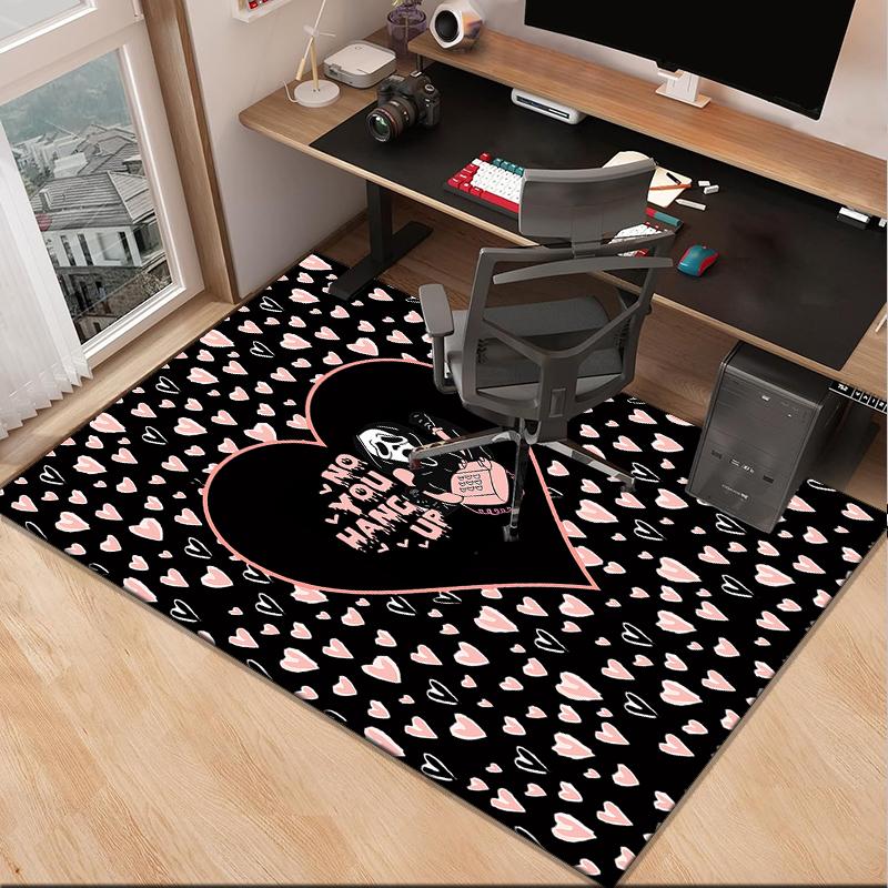 Heartbeat Ghostface Of Horror Office Rug Chair Mat, Game Carpet, Suitable for Front Door, Bedroom, Living Room, Desk, Holiday Gift