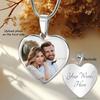 Amaxer Personalisierte Herzfarbe Foto Halskette Benutzerdefinierte Bild Text Gravur Runde Form Edelstahl Anhänger Schmuck Geschenk