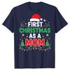 Erstes Weihnachten als Mama Familienpassende 1. Weihnachts-T-Shirts Herren 100% Baumwolle Locker Übergroß Rundhalsausschnitt Hip Hop T-Shirt