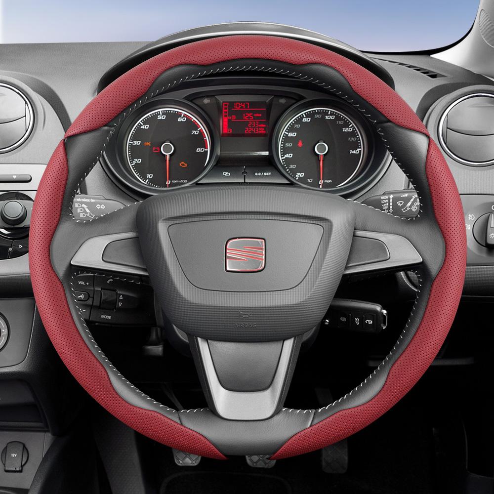 rlcp4 Suitable for Seat Breathable Leather Steering Wheel Cover with Segmented Quick-Release Design, Non-Slip and Durable, for Models Such as Ibiza,