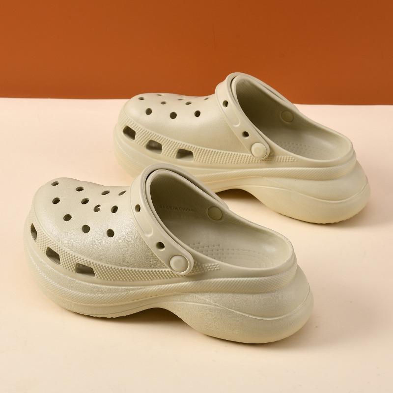 

Little whale puff hole shoes summer platform wear muffin bottom couple beach women cool slippers 35-36 хакі