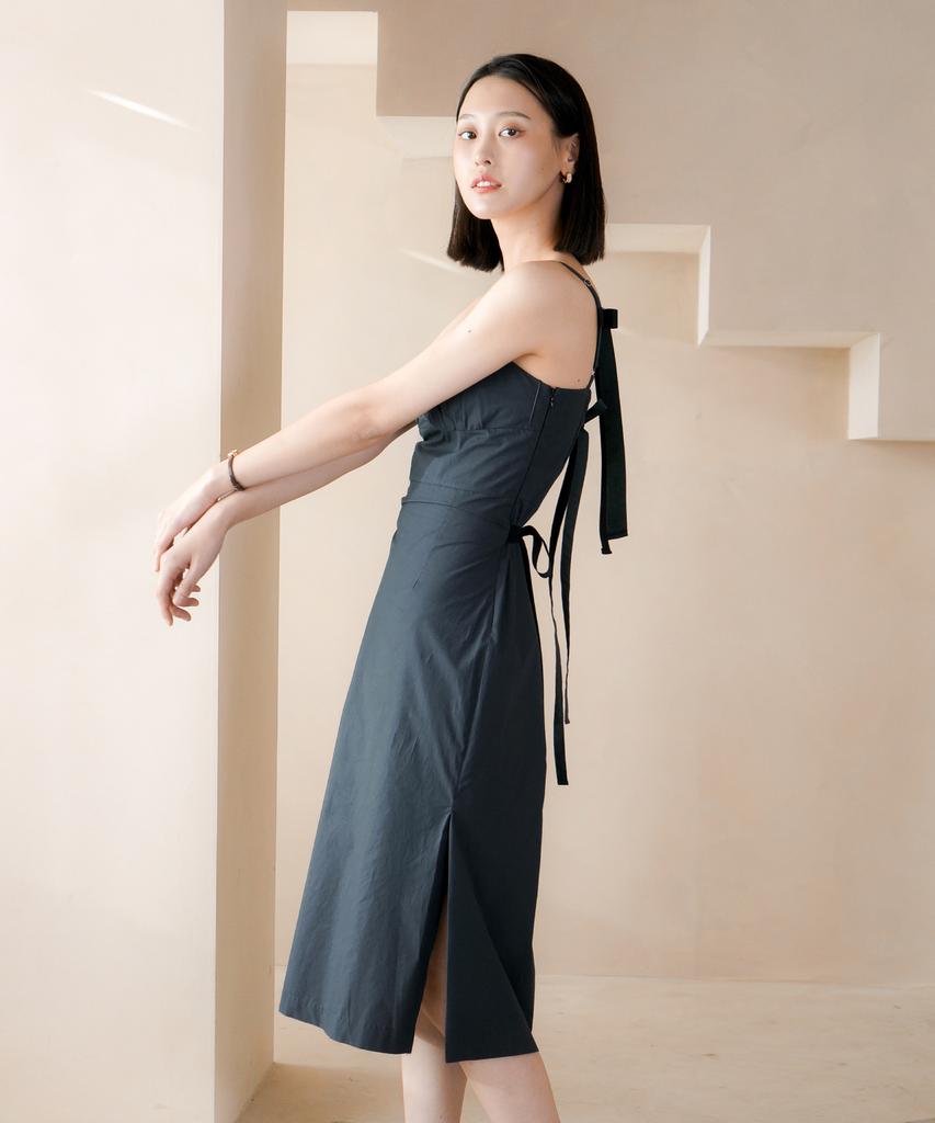 Mimi Monde Triple Ribbon Dress (Charcoal)
