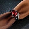 Fashion Couple Rings Romantic Women Heart Red Rhinestones Zircon Ring Men Stainless Steel Celtic Dragon Rings Wedding Jewelry
