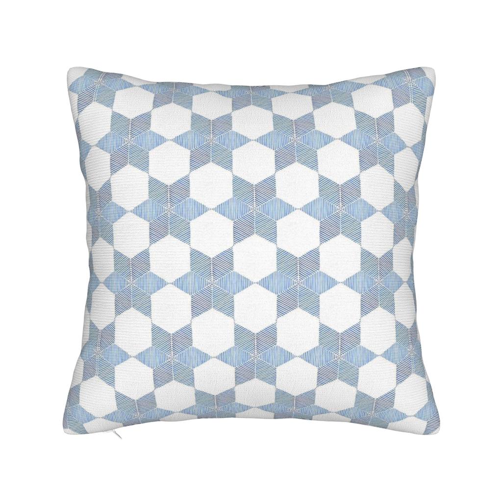Geometric Shaped Blue Doodles Pillowcase Cushion Cover Geometric Ink Blue Throw Pillow Case Cover Home Zipper 40*40Cm
