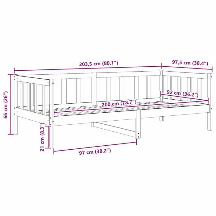 VidaXL Solid Pine Wood Bed 90x200 Cm 806940