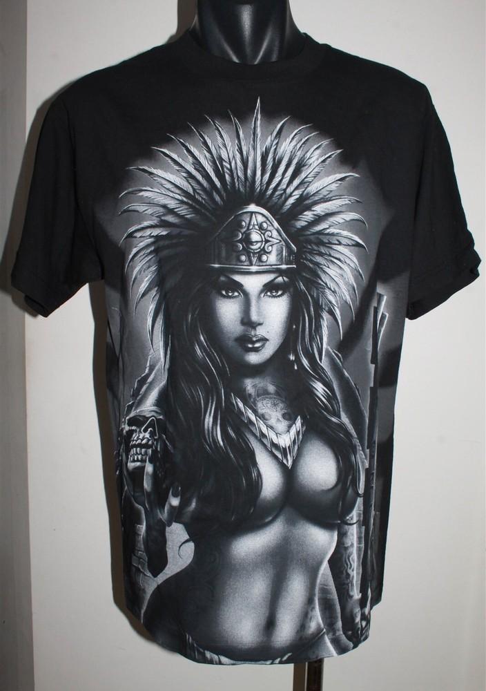 

Dyse One Skull Woman in Head dress Character TShirt Size Medium Graphic Unisex T-Shirt S