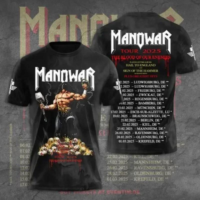 Rock Manowar Band Harajuku Hip Hop 3D Print Sports Men‘s Short Sleeve Summer Outdoor Street Fitness Quick Dry Breathable T-shirt
