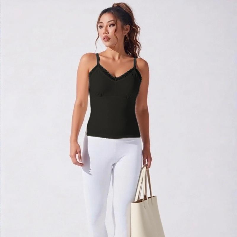 Women's Lace-Trimmed Camisole Top Slim-Fit Sports Bra Slimming Base Layer