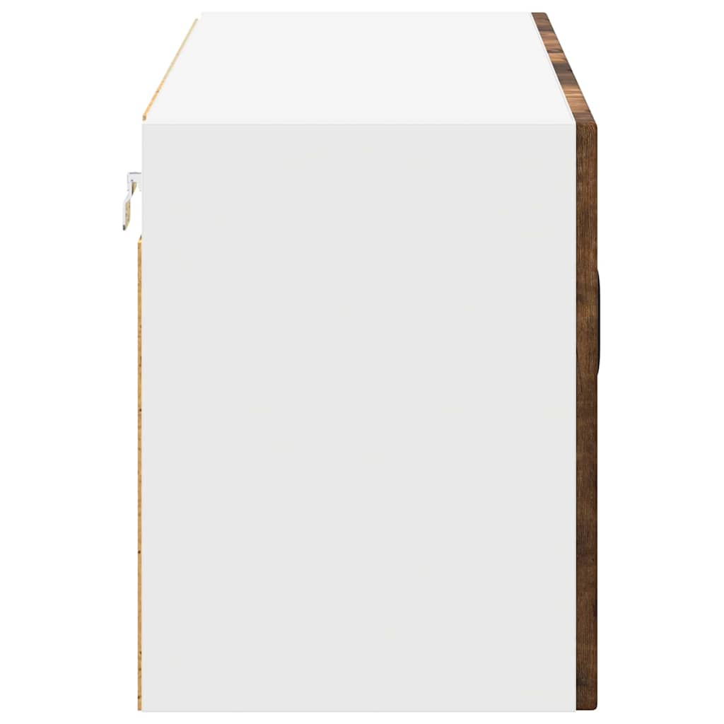 Wall Mounted Glass Cabinet LUCCA Smoked Oak 80 X 31 X 40 Cm