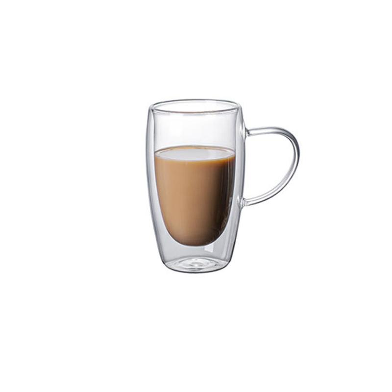 150-450ML Double-layer Transparent Glass Coffee Cups with Handle Double-layer Heat Insulation High Temperature Juice Milk Cups