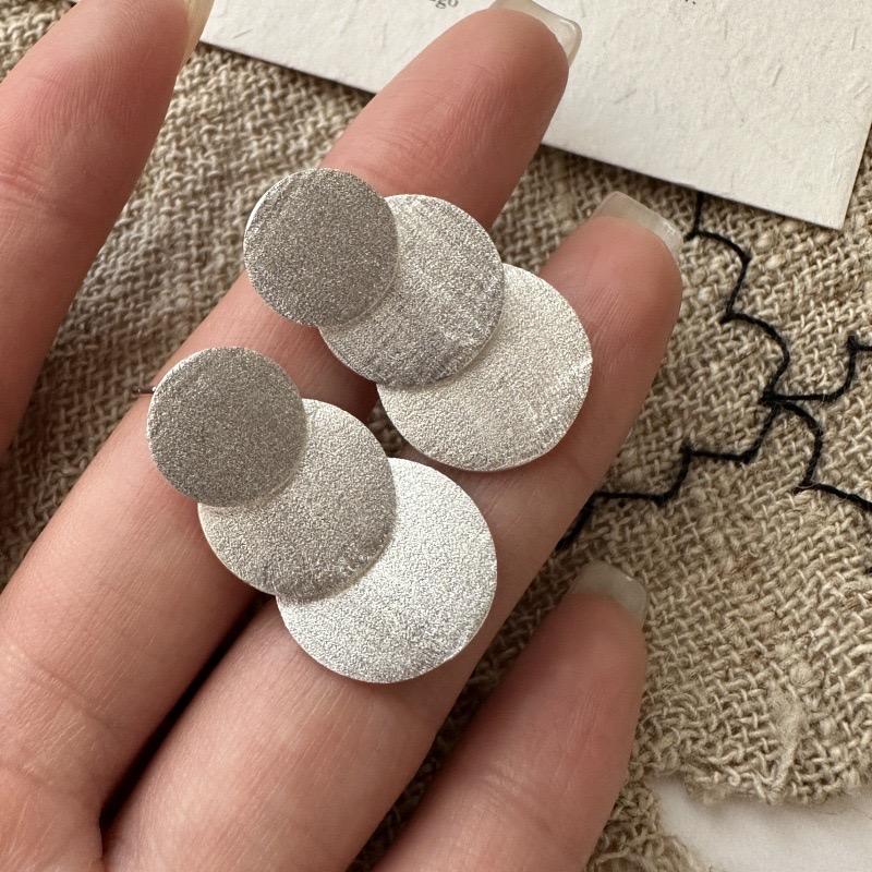 

925 Sterling Silver Vintage Earrings For Women Simple Round Flat Earring Jewelry Prevent Allergy Party Accessories Gift