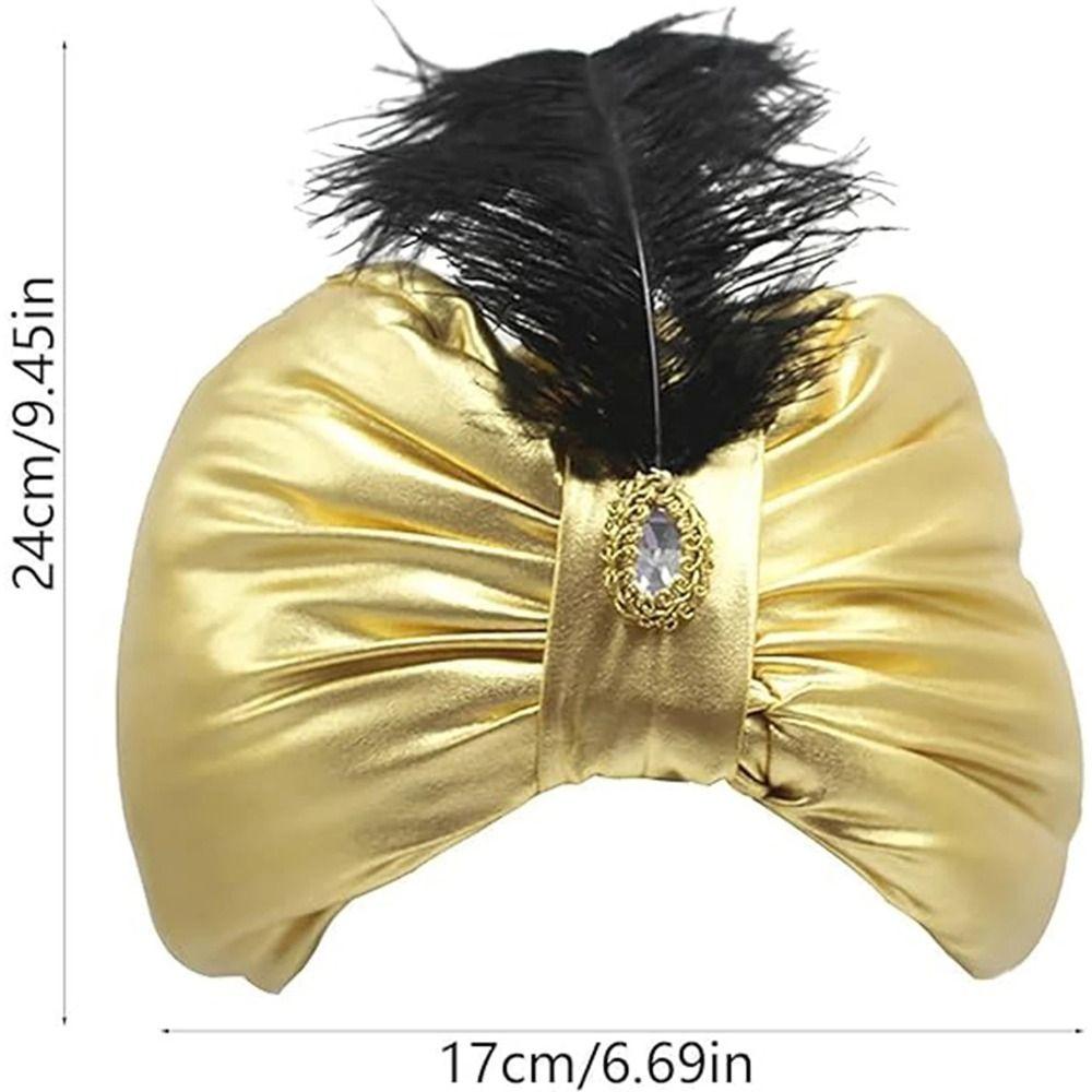 Creative Cotton Arab Hat Gold Pleated Sultan Hat Costume Headwear Head Wrap Party