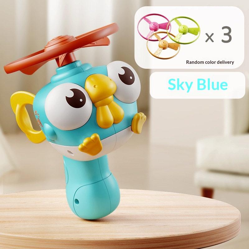 Children'S Outdoor Flying Bamboo Dragonfly Frisbee Gyro Gun Pistol Luminous Ufo Spinning Top Ejection Toy Kids Gyro Launcher