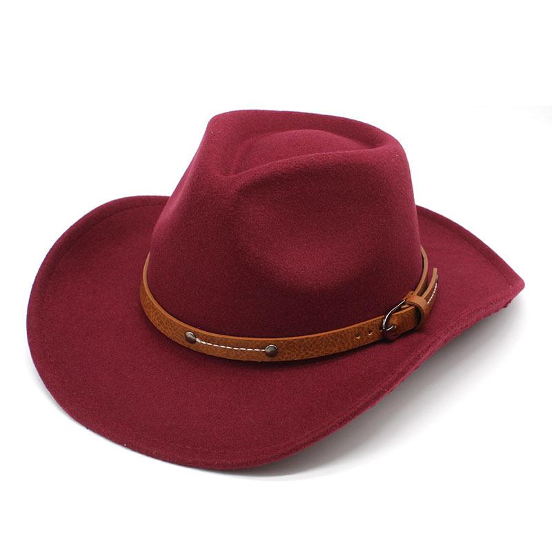 Western Cowboy Hat Dance Performance Jazz Hat Belt Accessories Felt Hat Couple Hat