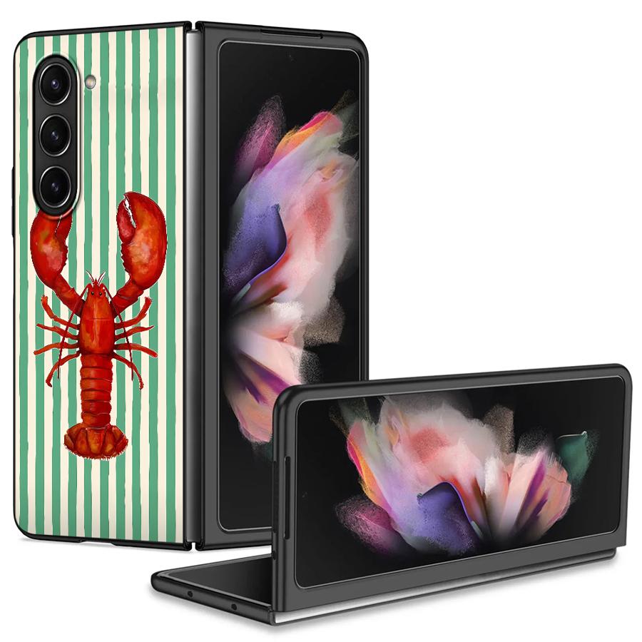 Ocean Life Theme Striped Case for Samsung Galaxy ZFold7 ZFold3 ZFold4 Z Fold 7 6 5 4 3 ZFold6 ZFold5 Back Phone Cover