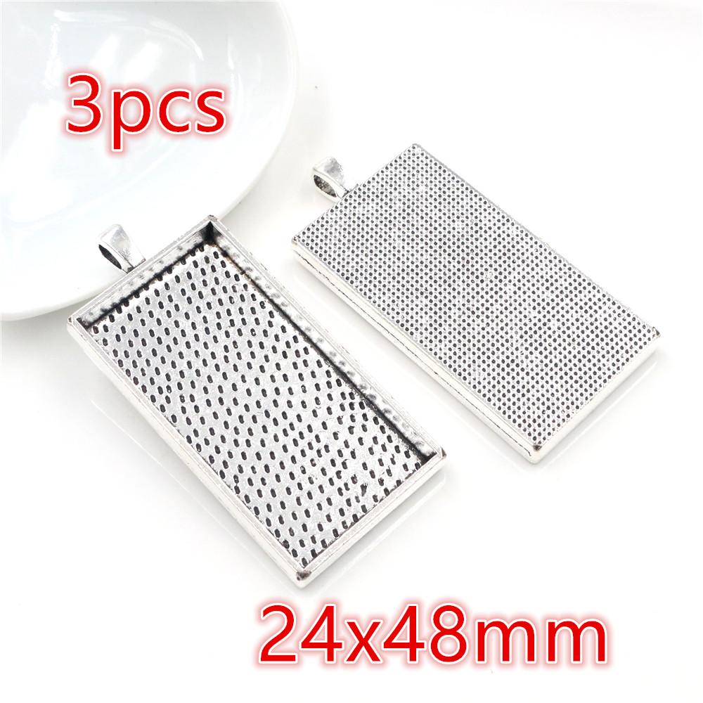 3-10pcs 18x25mm 19x38mm 25x50mm Inner Size Rectangle Pendant Cabochons Blank Base Setting Tray DIY Jewelry Making Accessories