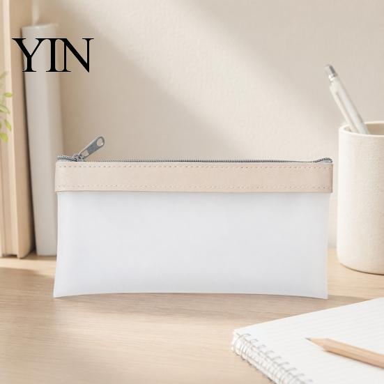 Portable Pen And Pencil Holder Clear Mesh Case, Large Transparent Pouch for Girls, Waterproof Soft Color Case Stationery Bag High School Students,