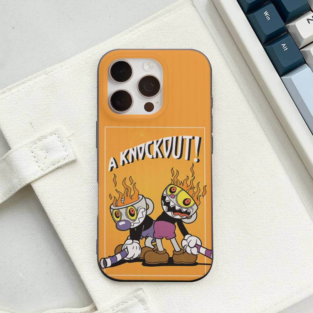 C-Cuphead Classic Game Soft Corrugated Phone Case For IPhone 11 12 13 14 15 16 17 Pro Max Plus Ripple Silicone Cover