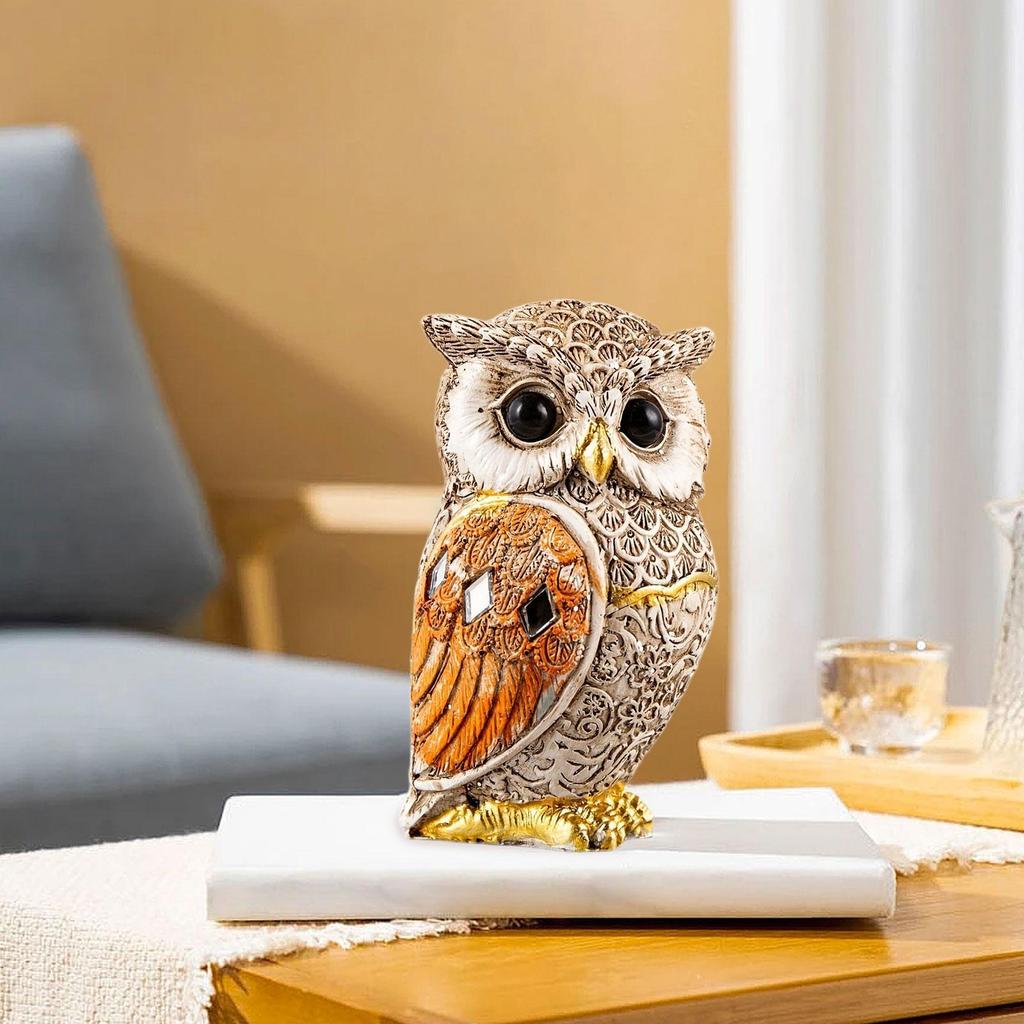 Owl Statue Shelf Decor Office Ornament Bedroom Modern Table Desk Cute Living Room Gift for Birds Lovers Sculpture Decoration