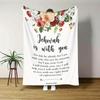 Luxury Jehovah Is with You Bible Verse Isaiah Flannel Blanket Floral Floral RosesFoliage Throw In PeachWhite All Season