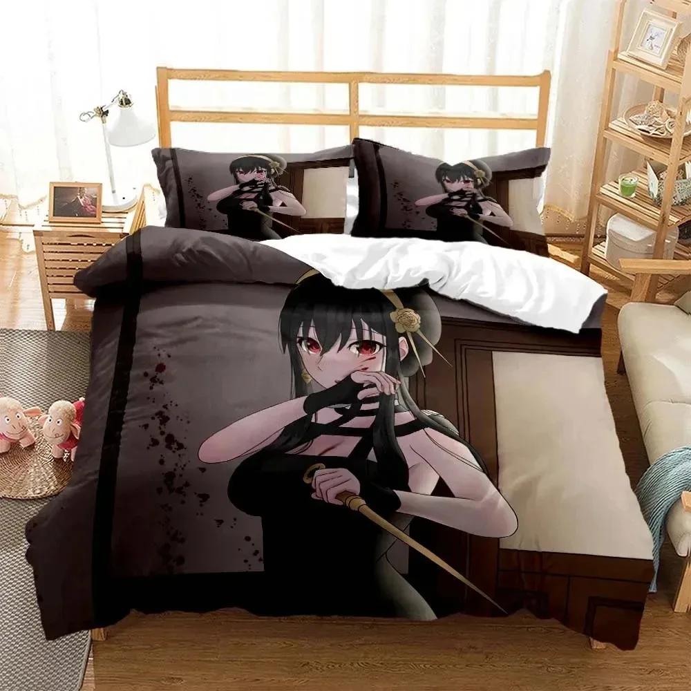 Anime Spy × Family Anya Bedding Set Boys Girls Twin Queen Size Duvet Cover Pillowcase Bed Kids Adult Fashion Home Textileextile