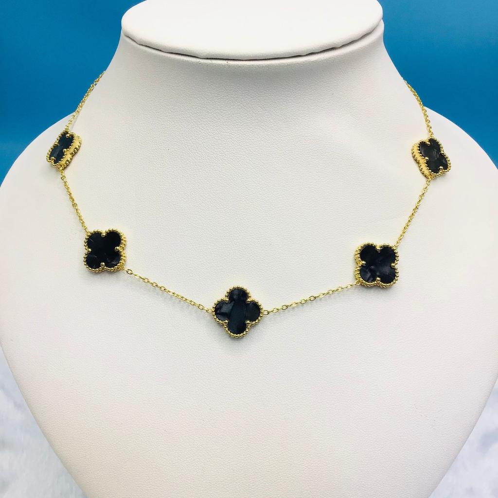 Titanium Steel 15Mm Clover 18K Five Flower Necklace Double Sided Lucky Four Leaf Clover Side Slotted Necklace