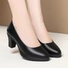 Autumn black women's leather shoes soft leather soft sole comfortable work shoes women's high heels work dress single shoes women's shoes