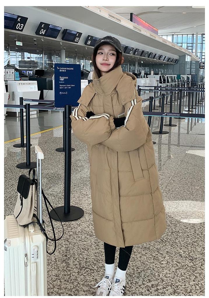 European Women's Mid-Length Down Jacket - Winter 2024 Arrival, Over-the-Knee, Loose Fit, Thickened Cotton Coat