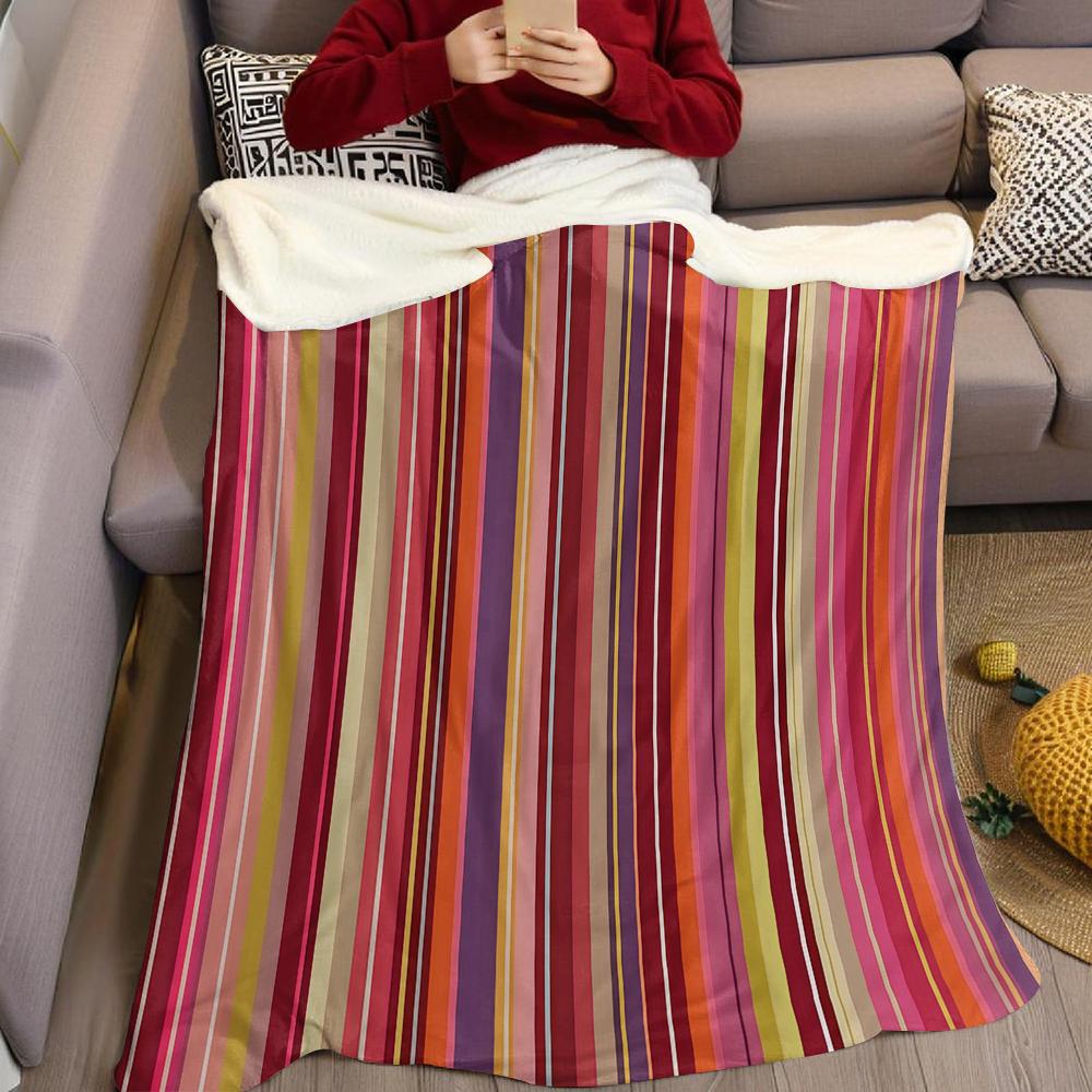 Coral Striped Mosaic Flannel Blanket Warm Soft Halloween Christmas Couch Warm Cozy Decorative Decor Gift for All Season