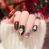 Santa Claus Elk Snowman Cartoon Print Fake Nails for Christmas Party 24pcs Wearable Press On Nail Patch Artificial Wear Nails