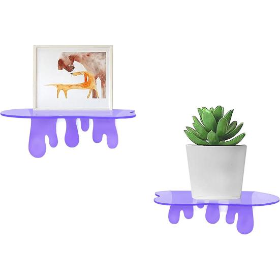 2Pcs Wall Mount Storage Shelf Strong Load-bearing Simple Installation Wall Floating Shelf Organizer Display Rack