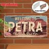 D Flatpc Vintage Metal Sign Only for Decoration Outdoor Wall Art (  )Welcome To Petra Sign RoseRed City Decor