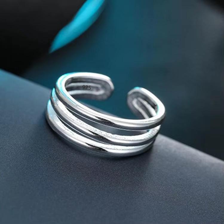 

PANJBJ 925 Sterling Silve Multilayer Irregular Geometric Ring for Women Simple Charm Retro Jewelry Gift Dropshipping