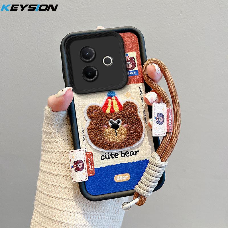 

KEYSION Мультяшный милый плюшевый чехол с вышивкой для VIVO Y39 5G со шнурком Мягкий силиконовый противоударный чехол для телефона VIVO Y39 5G for VIVO Y39 5G
