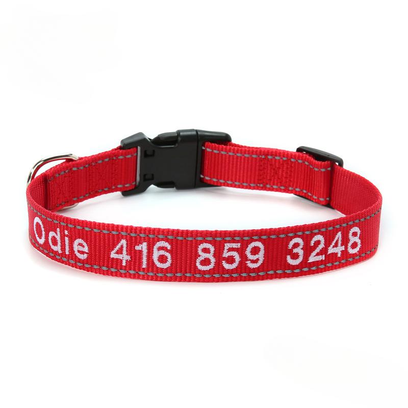 Pet Dog Embroidery Anti-lost Nylon Reflective Collar