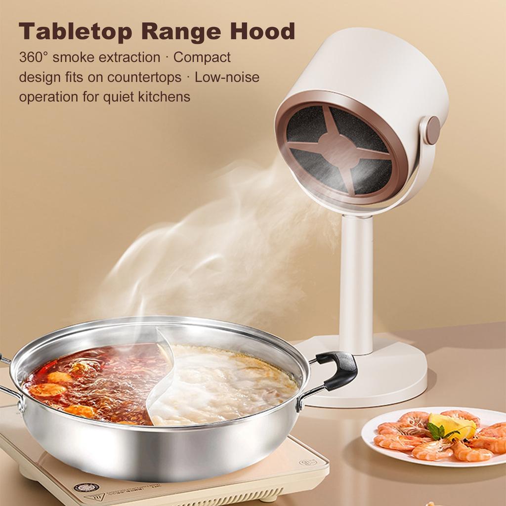 Desktop Range Hood Extractor Exhaust Adjustable Angle USB Rechargeable Exhaust Fan Portable Small Kitchen Hood for Indoor BBQ