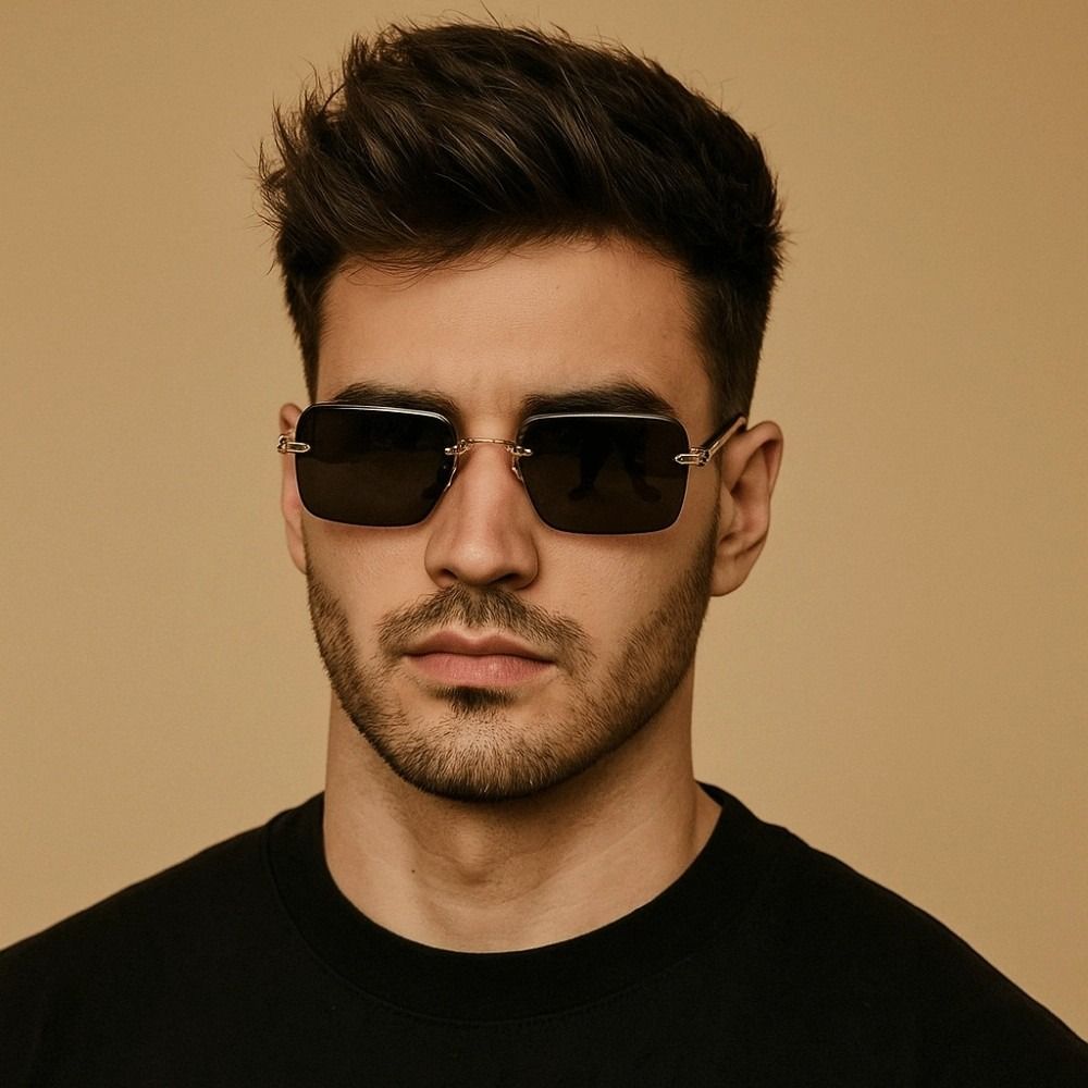 Lightweight Square Frame Sunglasses Retro Anti-UV Glasses Frameless Polarizing Lens Sunnies  Women