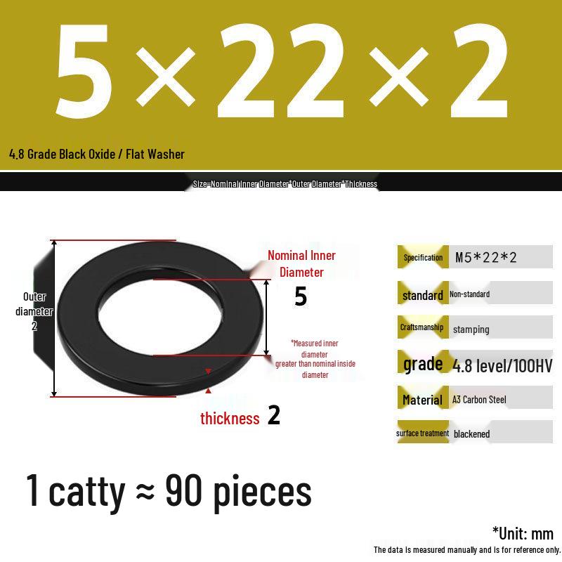 Blackened Enlarged Thickened Metal Washer - M3-M42