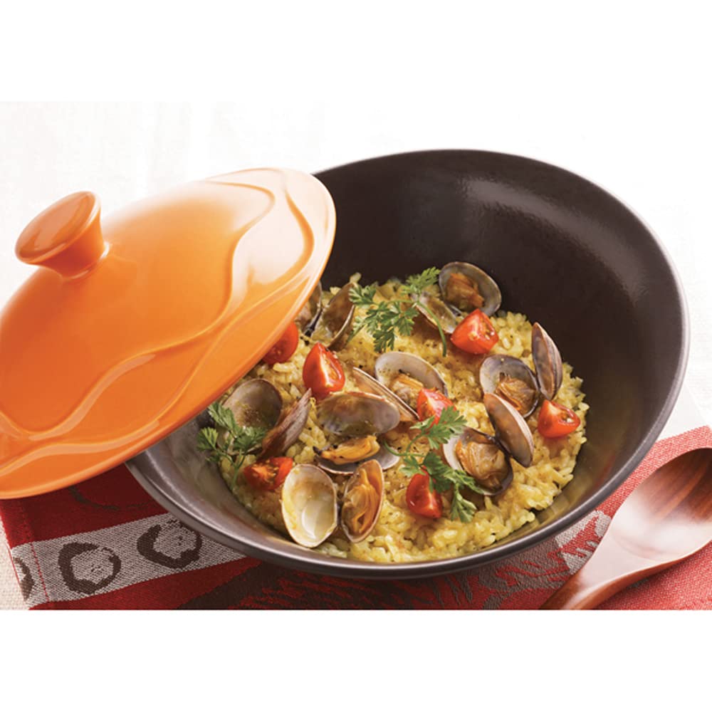 NARUMI Cook Bowl with Lid (Orange), 600cc, Heat-Resistant Ceramic, 41115-33021