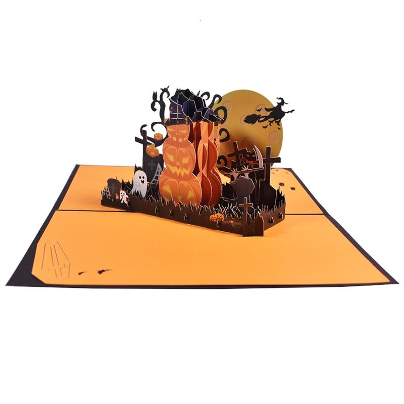 3D for Pop Up Halloween Pumpkin Greeting Card Festival Invitation Greeting Memorial Cards for Thanksgiving New Year