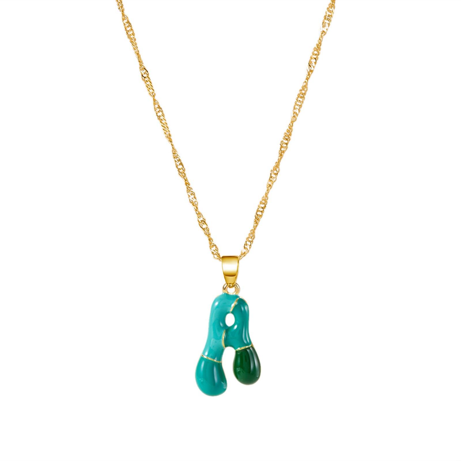 

Trendy Alloy Letter Necklace Sturdy Finish Multiple Color Options Elegant Collarbone Chain Perfect For Students Teens