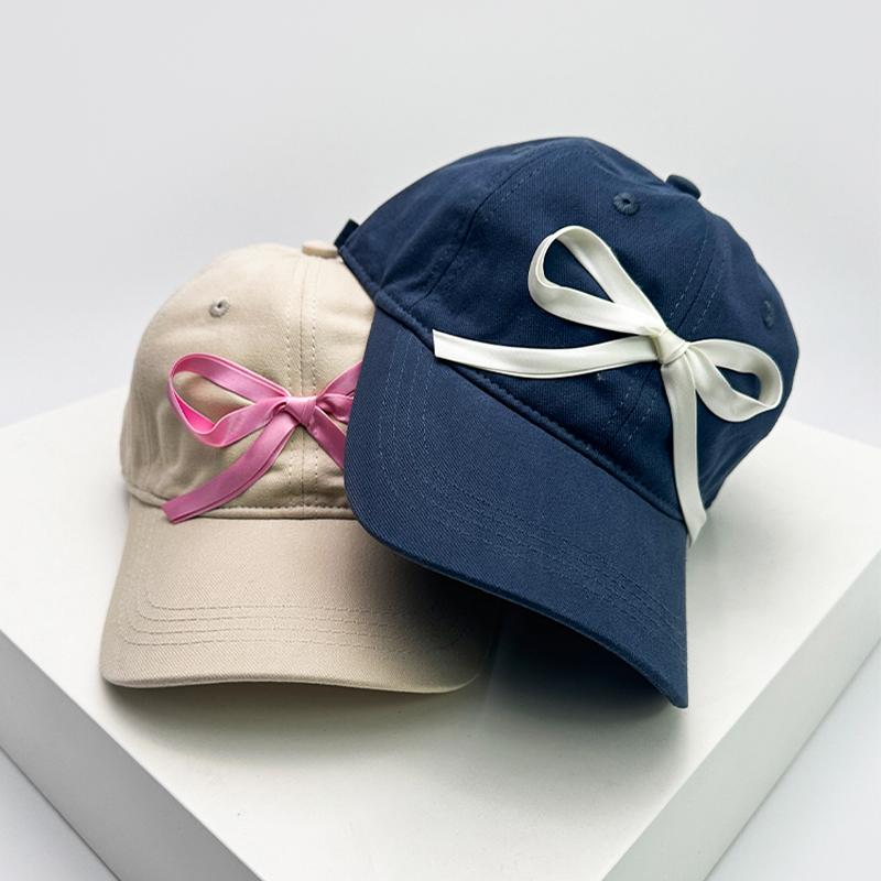 New Men Women Korean Bow Ribbon Baseball Hats Sunshade Niche Ins Breathable Snapback Caps Versatile Fashion Sweet Simple Student