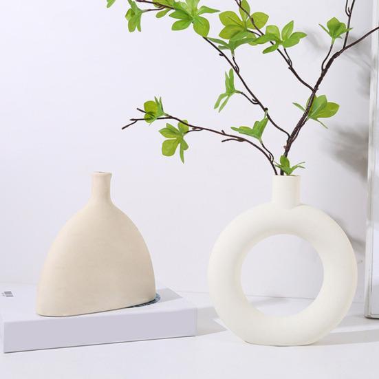 Simple Style Vase Round Geometric Shape Diverse Size Decorative Plastic Vase Room Accents Aesthetic