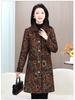 Damen Baumwollmantel mittlerer Länge mit Blumenmuster und Fleecefutter - Winterverdickter Stil für Mittelalte und Ältere