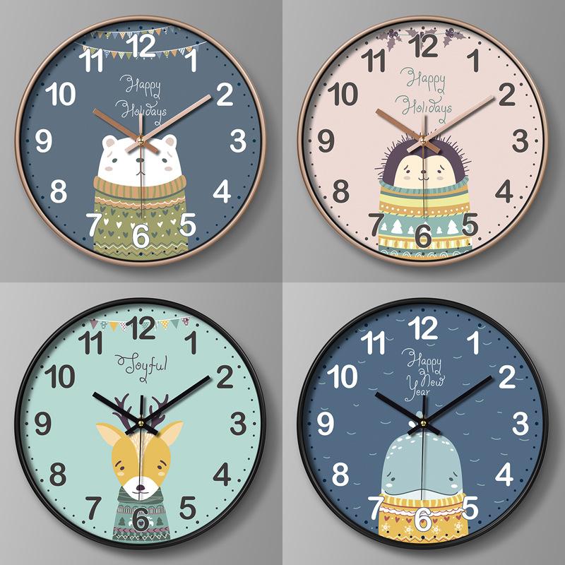 Children's Room Clock Cartoon Wall Clock Creative Clock Wall Hanging Home Living Room Quartz Clock 25CM