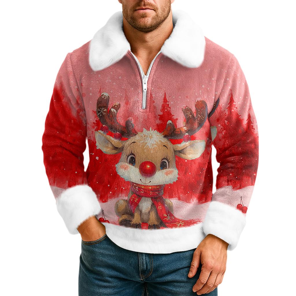 Men's Leisure Half Zipper Flip Collar Hoodie